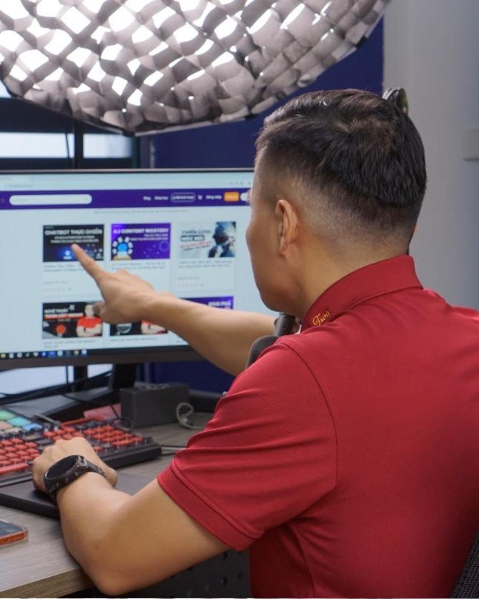 Nguyễn Anh Tùng hướng dẫn trên màn hình